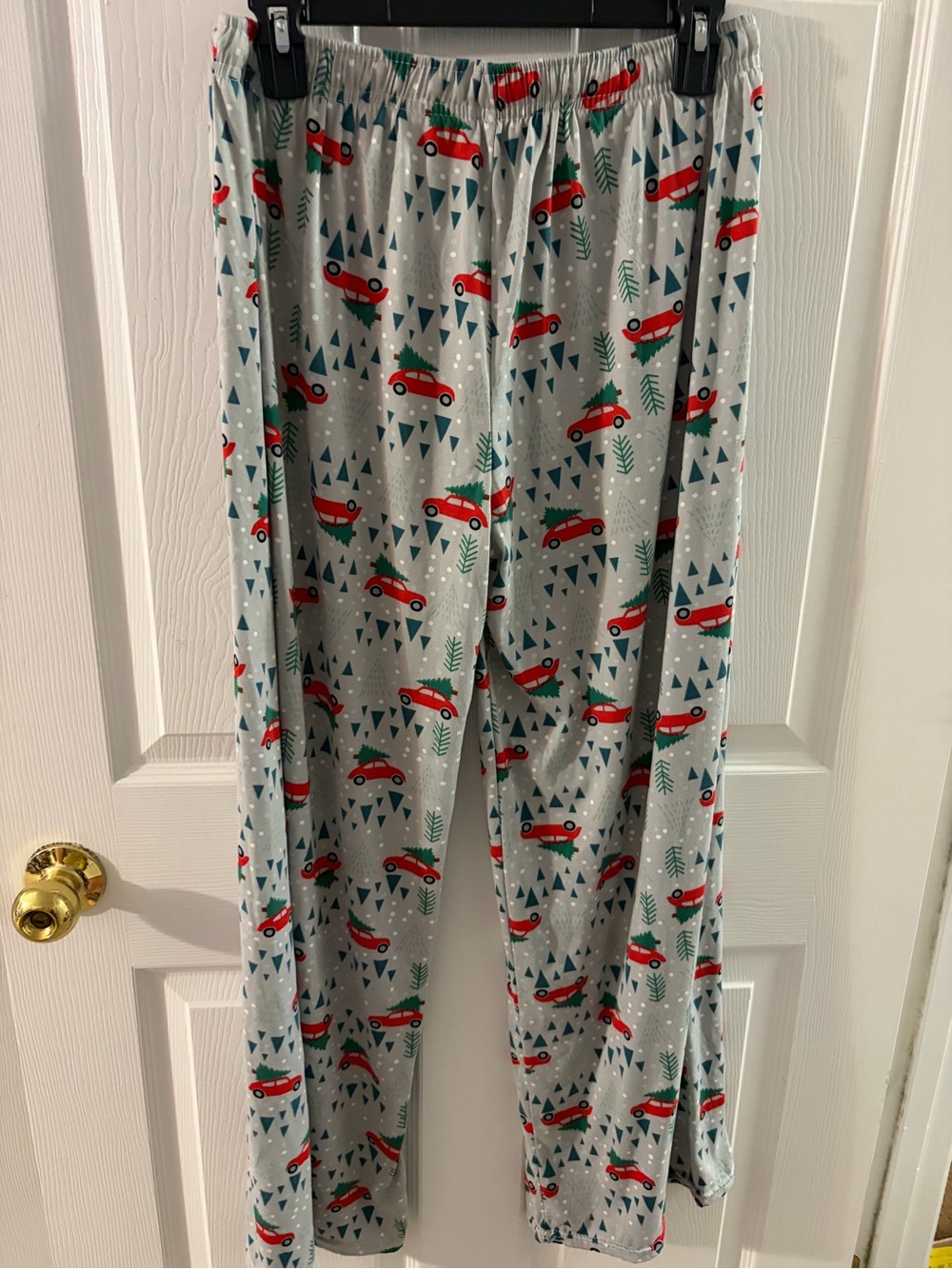 Cozy Women's Light Gray Pajama Pants with Red Car Print